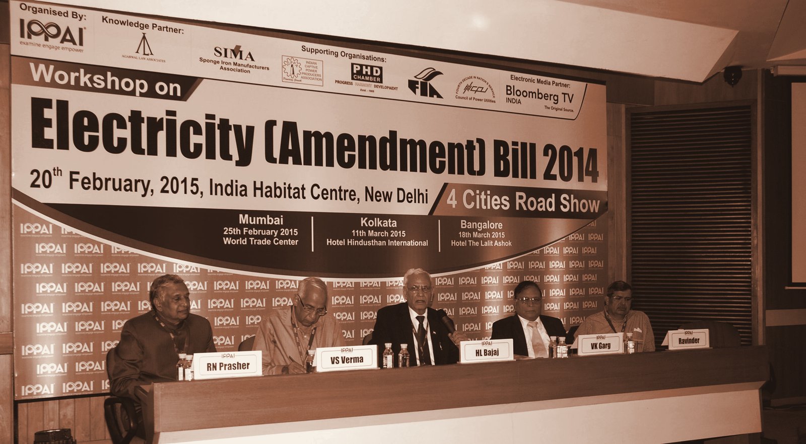 Delhi Workshop on the Electricity (Amendment) Bill 2014, India Habitat Centre, February 2015. R N Prasher, V S Verma, H L Bajaj, V K Garg, Ravinder.