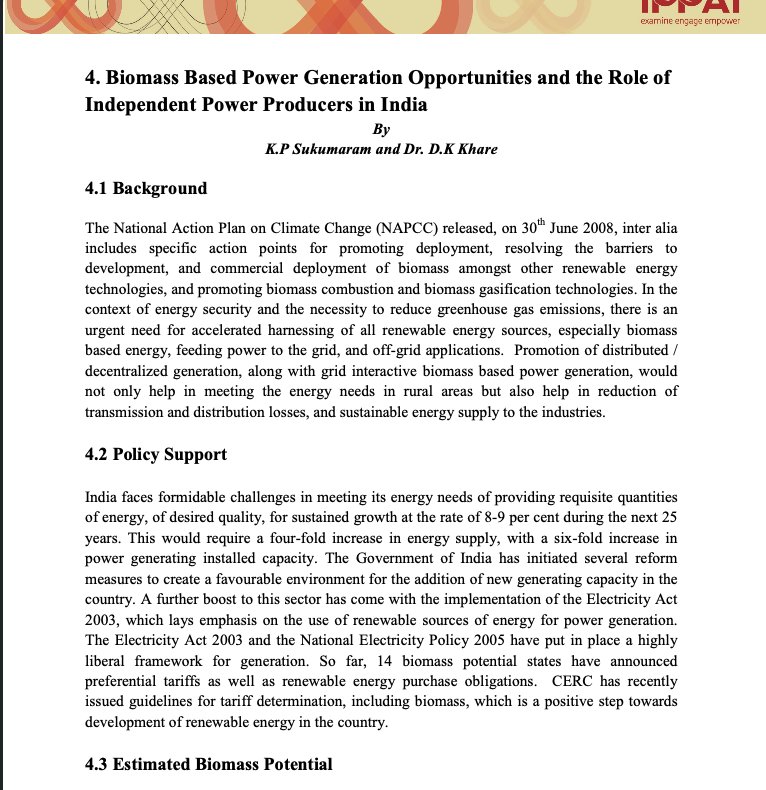 Biomass Based Power Generation Opportunities and the Role of Independent Power Producers in India