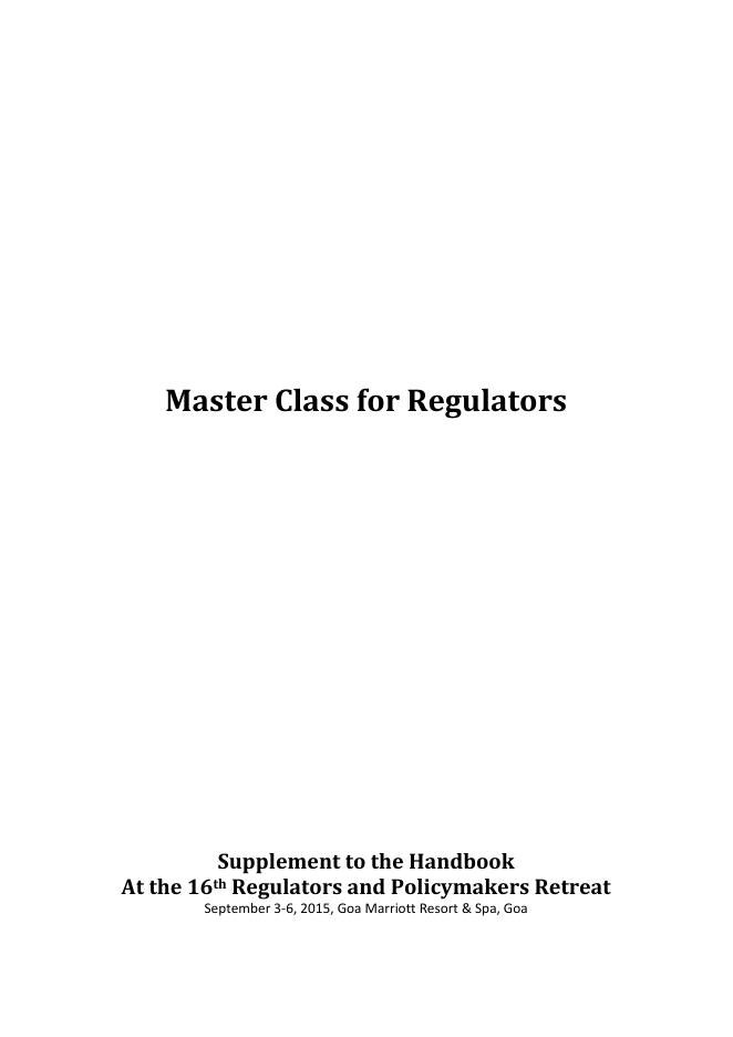 Master Class for Regulators: Supplement to the Handbook