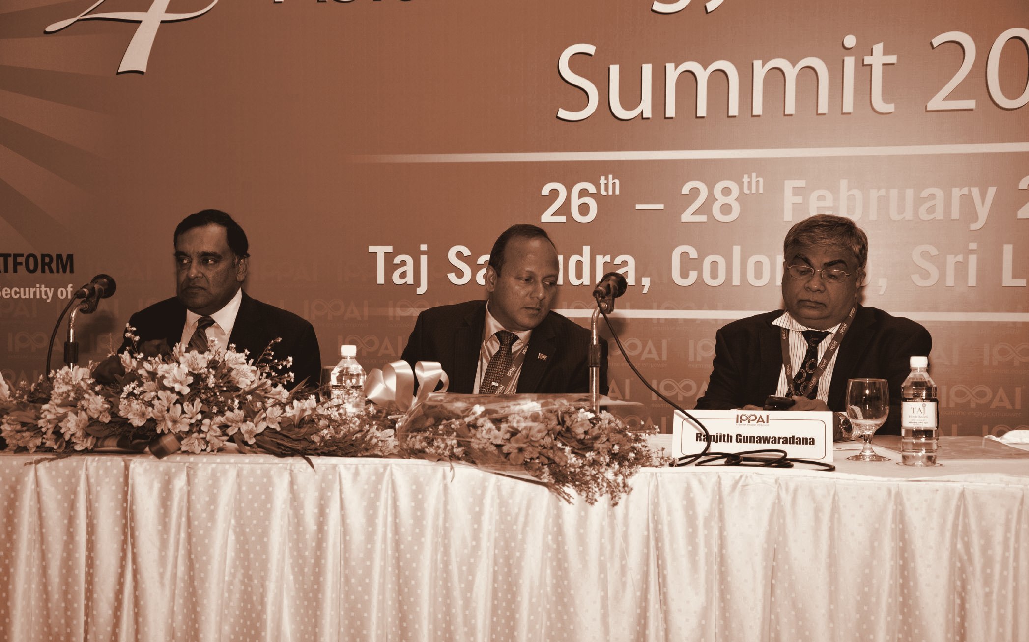 Hon. G. J. L. Neomal Perera, Deputy Minister of External Affairs, Sri Lanka, and H.E. Y K Sinha, High Commissioner of India to Sri Lanka. Asia Energy Security Summit 2014, Colombo.