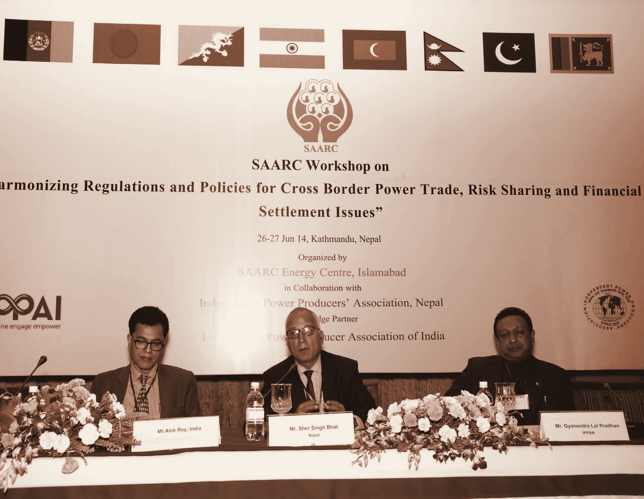 SAARC Workshop on Cross Border Power Trade, Kathmandu, June 2014. Delegates from India and Nepal at the table.