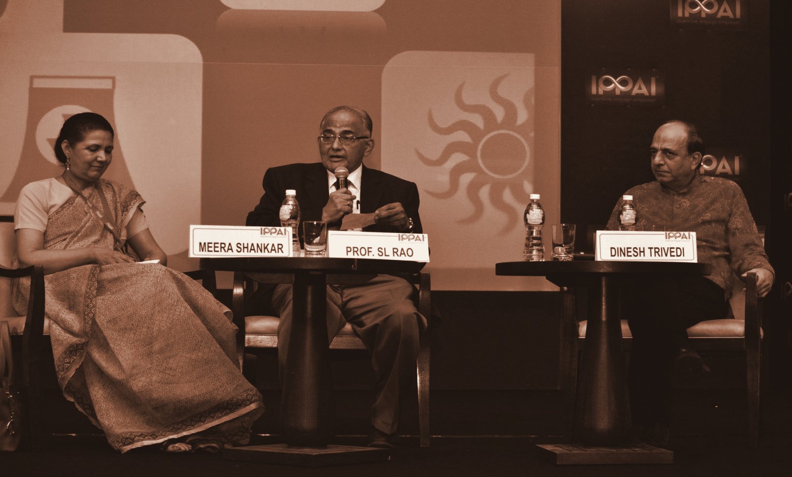 Meera Shankar, Ambassador of India to the USA; Prof. S L Rao, Chairman, CERC; Dinesh Trivedi, Railway Minister of India. Regulators & Policymakers Retreat.