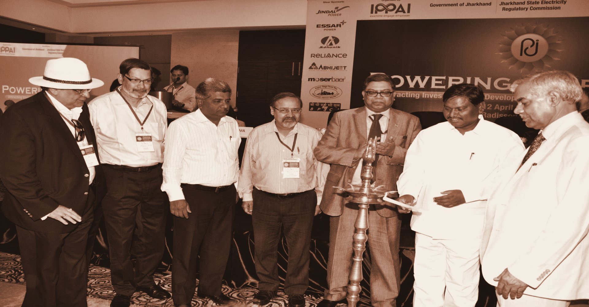 Chief Minister of Jharkhand Shri Arjun Munda lights the lamp, Powering Jharkhand, Ranchi, April 2012.